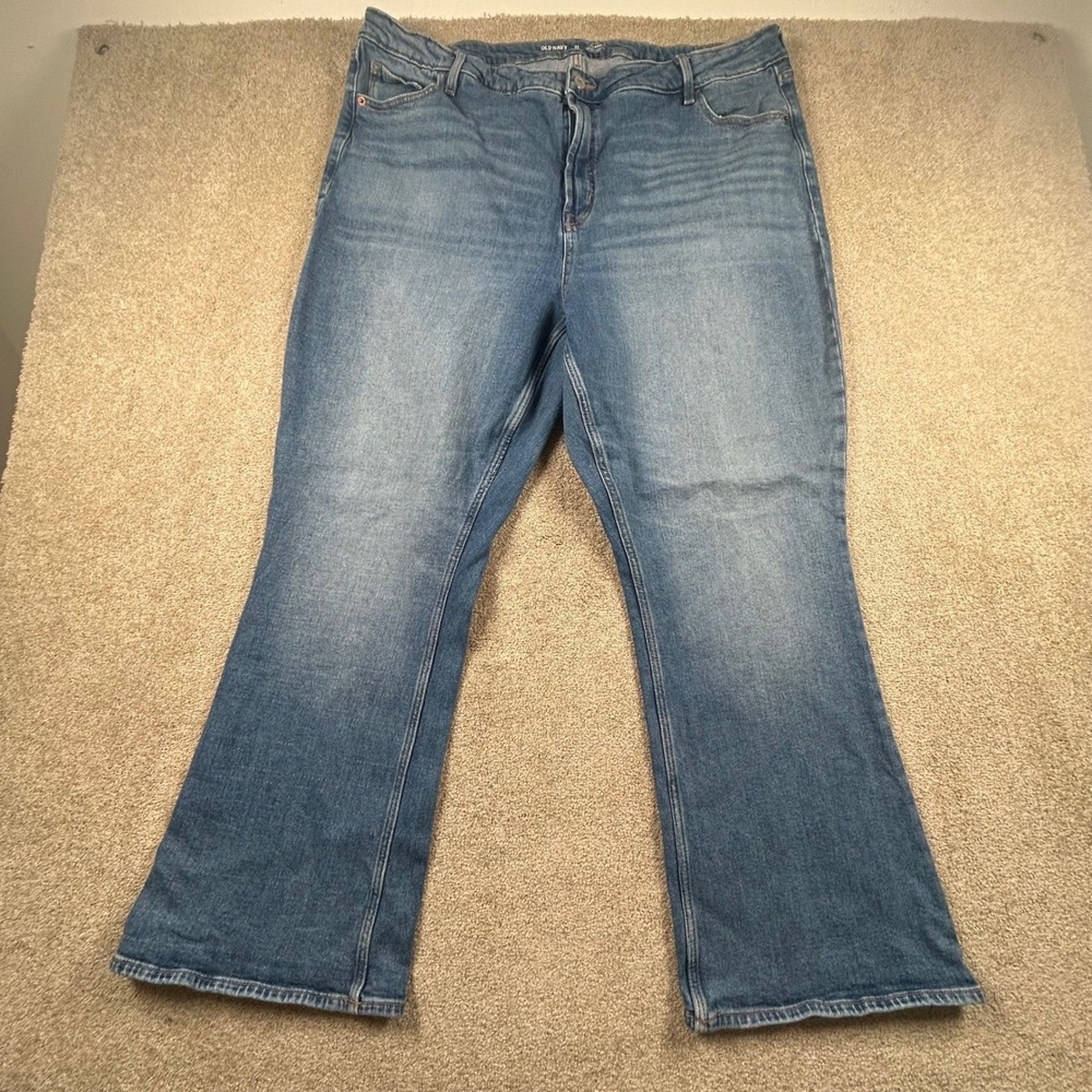 Old Navy Extra High-Rise Flare Jeans Womens 22 Blue Medium Wash Secret-Smooth